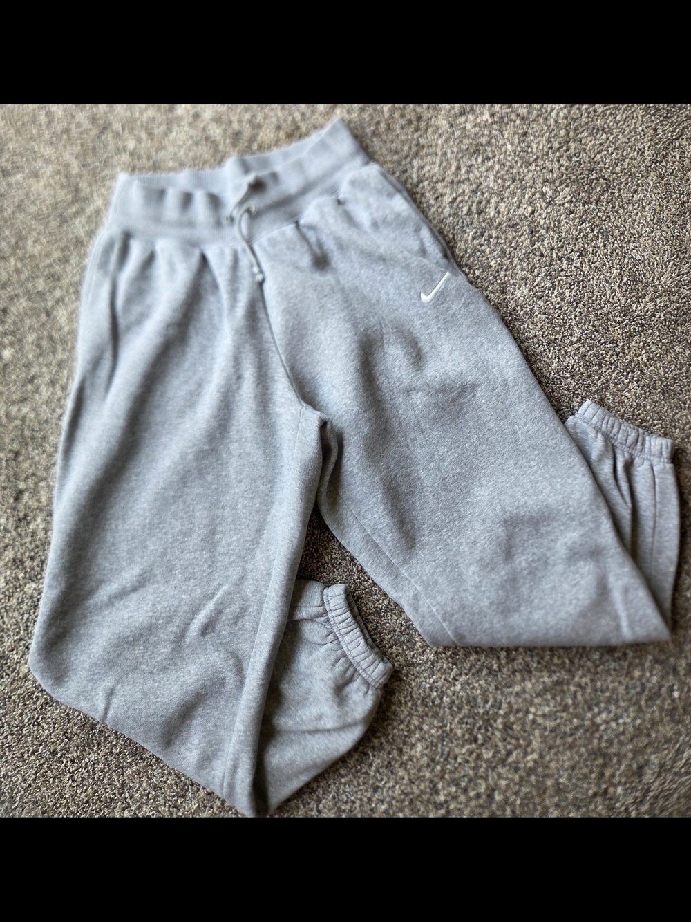 Nike Gray Fleece Joggers with White Swoosh
